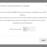 Send free contribution to wallet